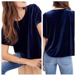 NWT Madewell Navy butterfly sleeve velvet top 2X